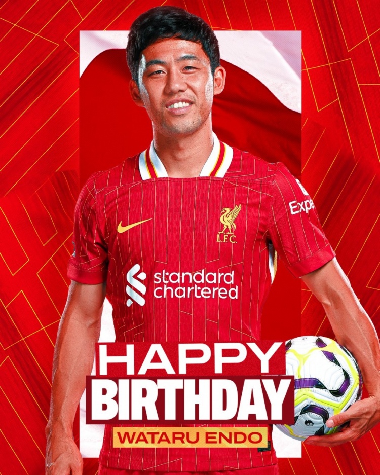  利物浦祝遠藤航32歲生日快樂，球員加盟紅軍至今出戰(zhàn)62場比賽