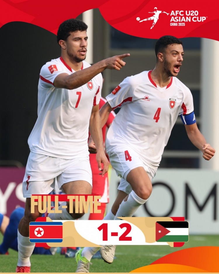  U20亞洲杯B組：朝鮮1-2不敵約旦，兩輪1分暫列B組末尾