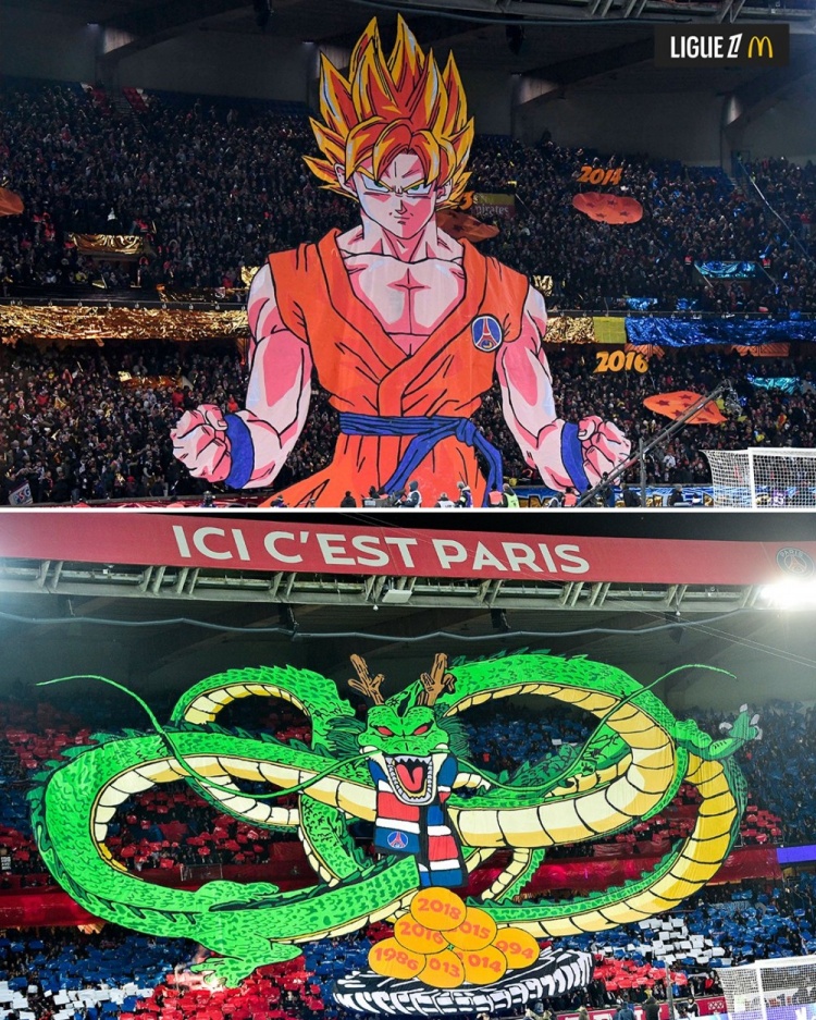 逝世一周年，法甲官推曬昔日巴黎主場龍珠TIFO：鳥山明經(jīng)典永存