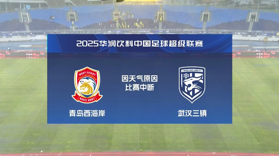  比賽延期！青島西海岸vs武漢三鎮(zhèn)進(jìn)行至18分鐘，因天氣中斷30分鐘