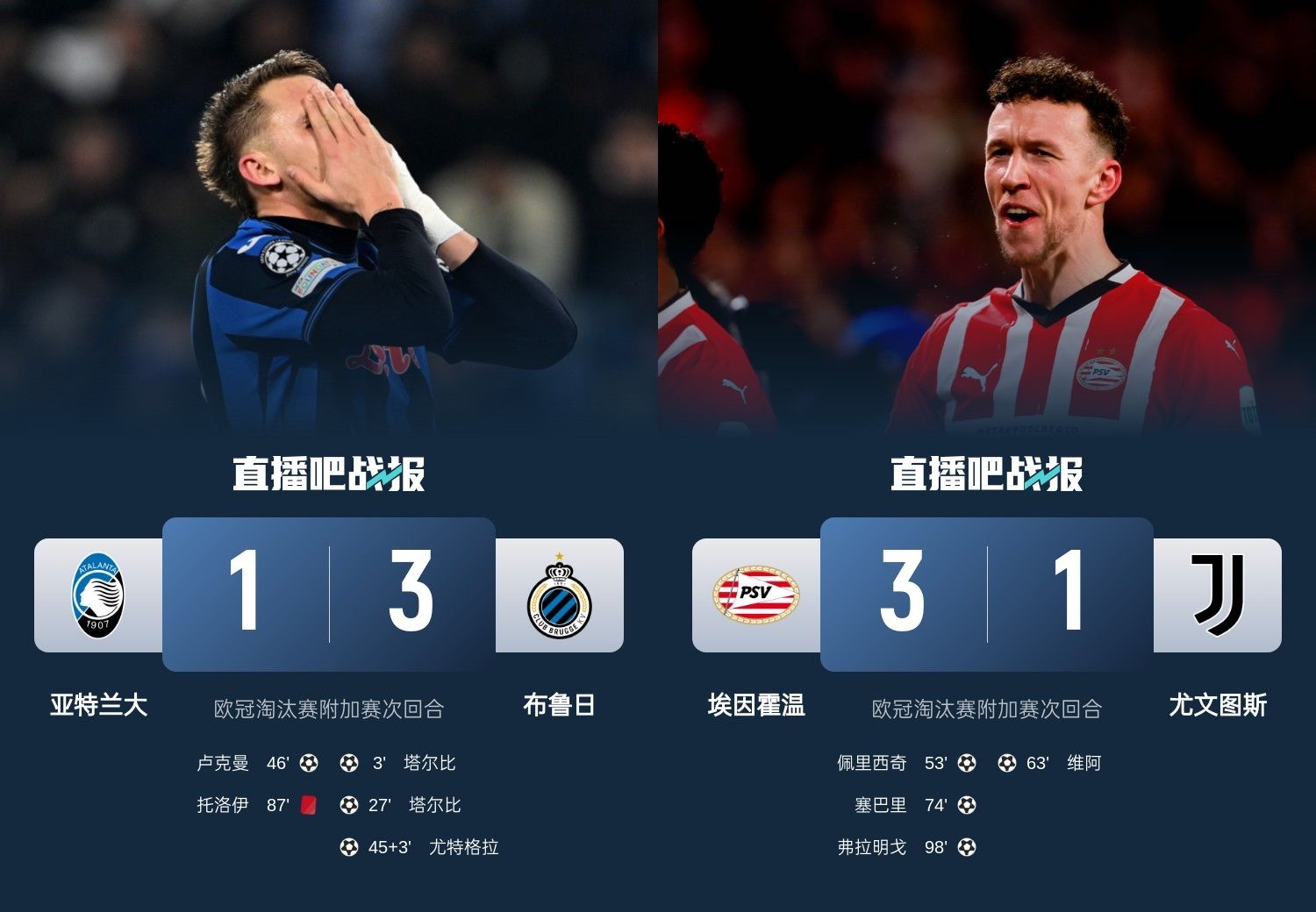  真是意甲拉垮？PSV淘汰尤文后3連敗，布魯日爆冷真藍(lán)黑后1勝難求