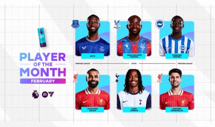  英超2月最佳候選：貝托、馬特塔、明特、薩拉赫、斯賓塞、索博
