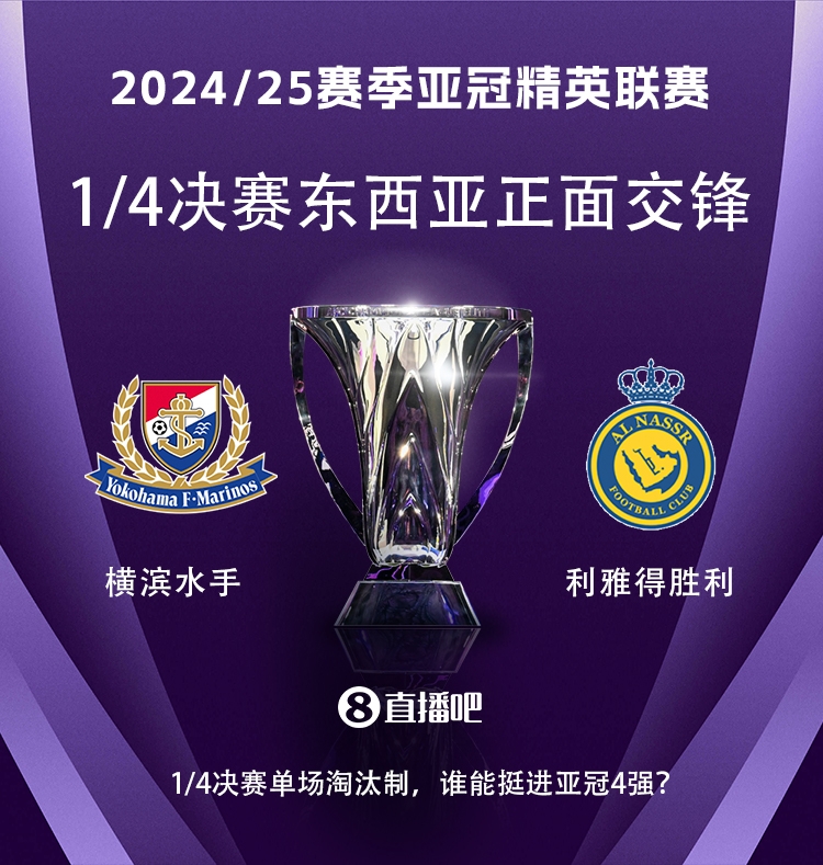  亞冠1/4決賽對陣：利雅得勝利vs橫濱水手，C羅vs安德森-洛佩斯！