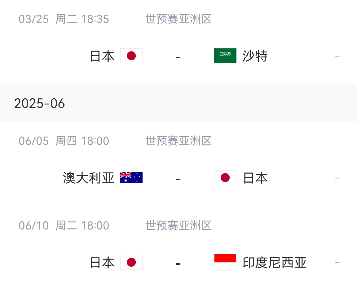  會不會放水？日本剩余賽程：主場vs沙特&印尼，客場vs澳大利亞